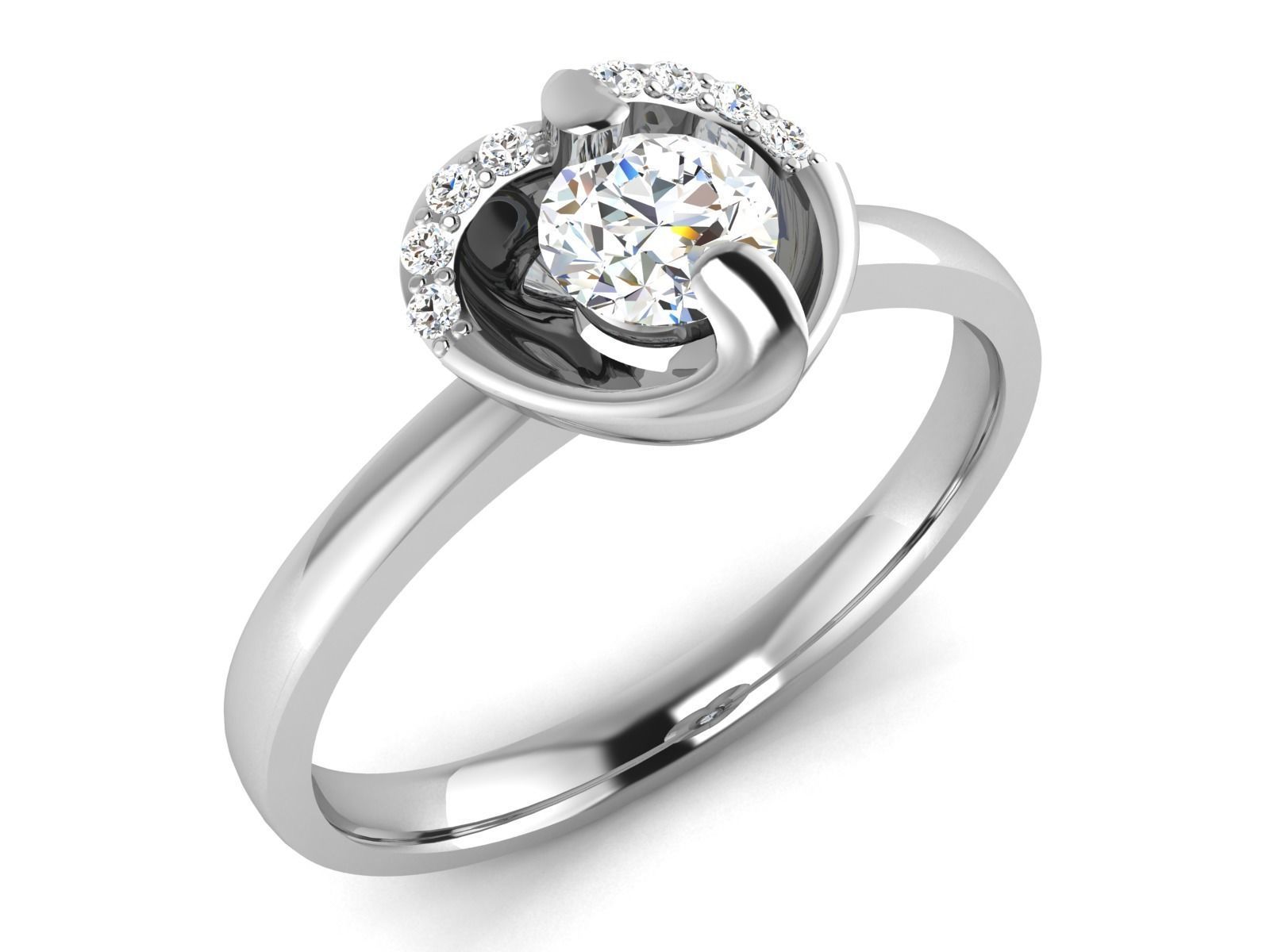ring-3206 diamond engagement ring gold 3D print model_1