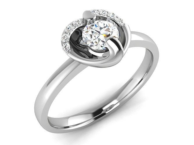 ring-3206 diamond engagement ring gold 3D print model