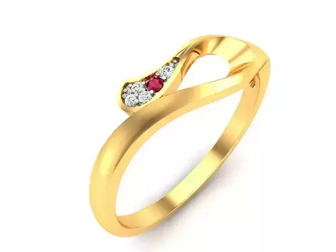 ring-3099 gold ring with diamonds and rubies