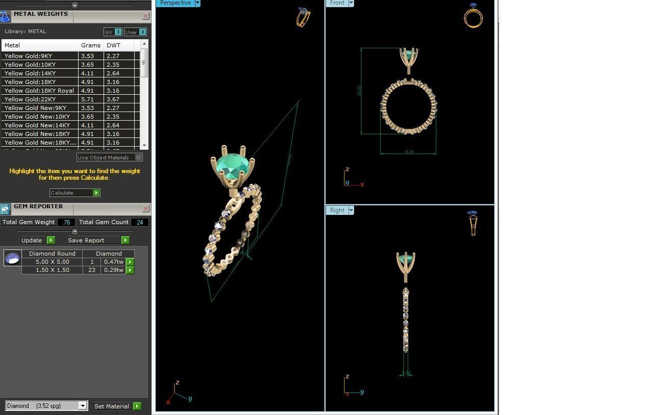 ring-3048 gold ring with ruby stone and diamonds 3D print model_6