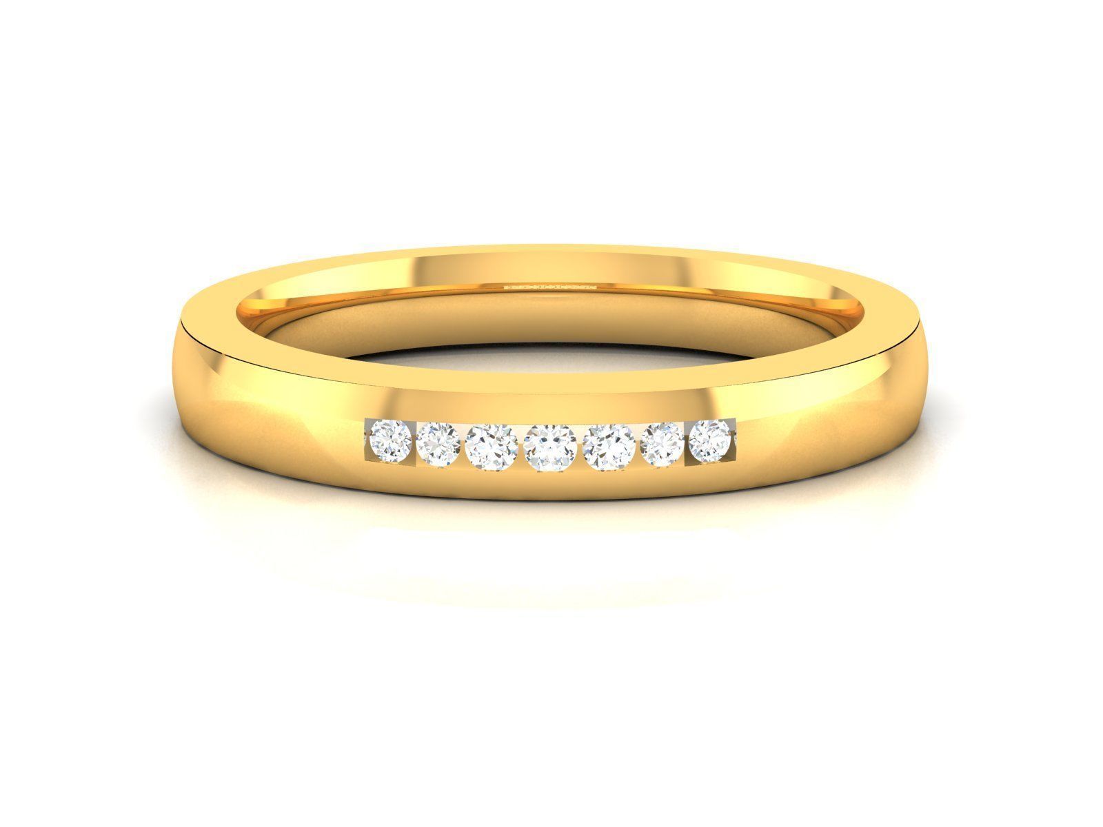 ring-2973 gold wedding band with diamonds 3D print model_6