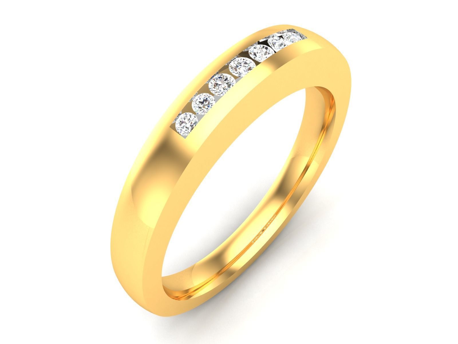 ring-2973 gold wedding band with diamonds 3D print model_1