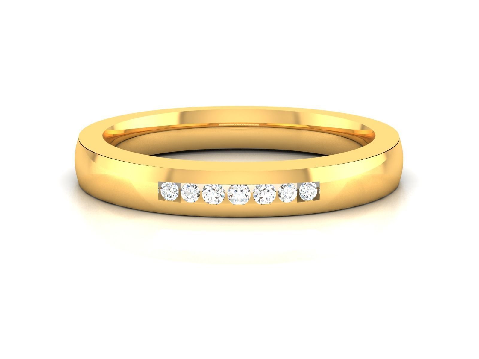 ring-2973 gold wedding band with diamonds 3D print model_7