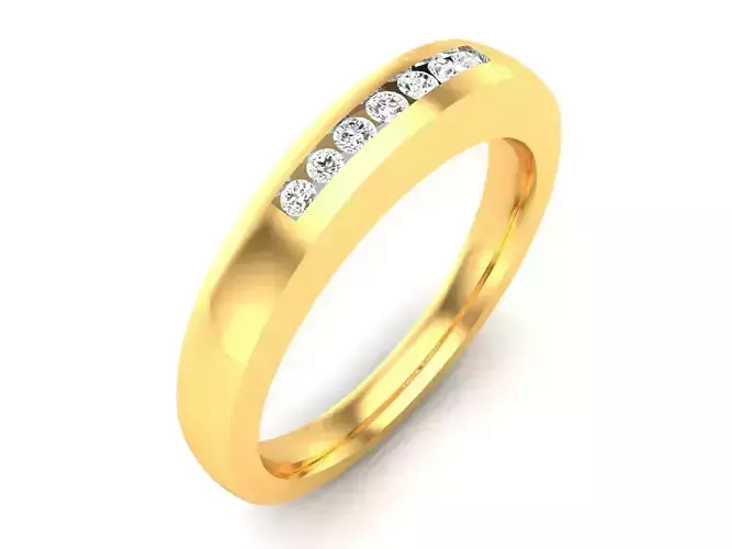 ring-2973 gold wedding band with diamonds