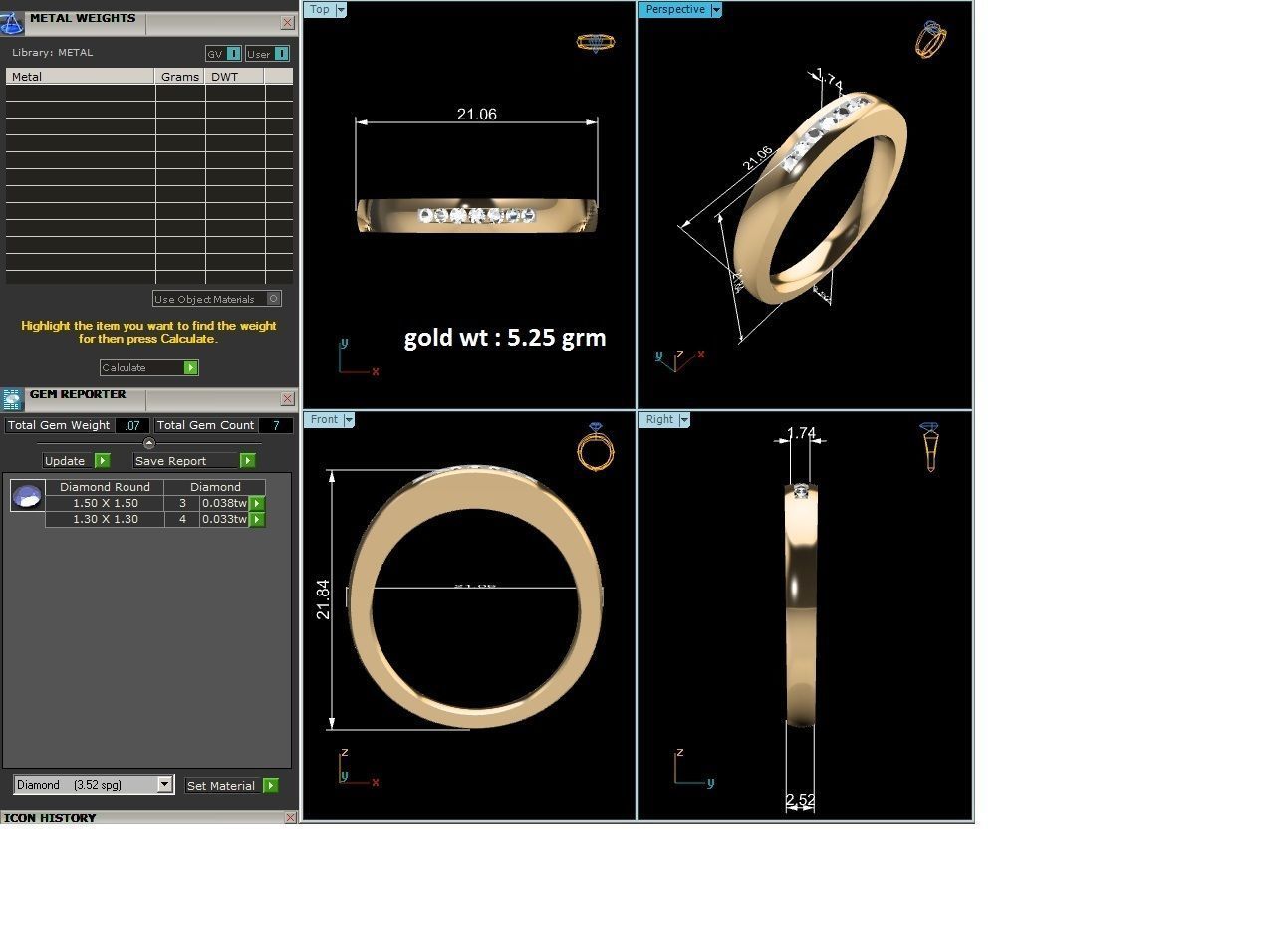 ring-2973 gold wedding band with diamonds 3D print model_8