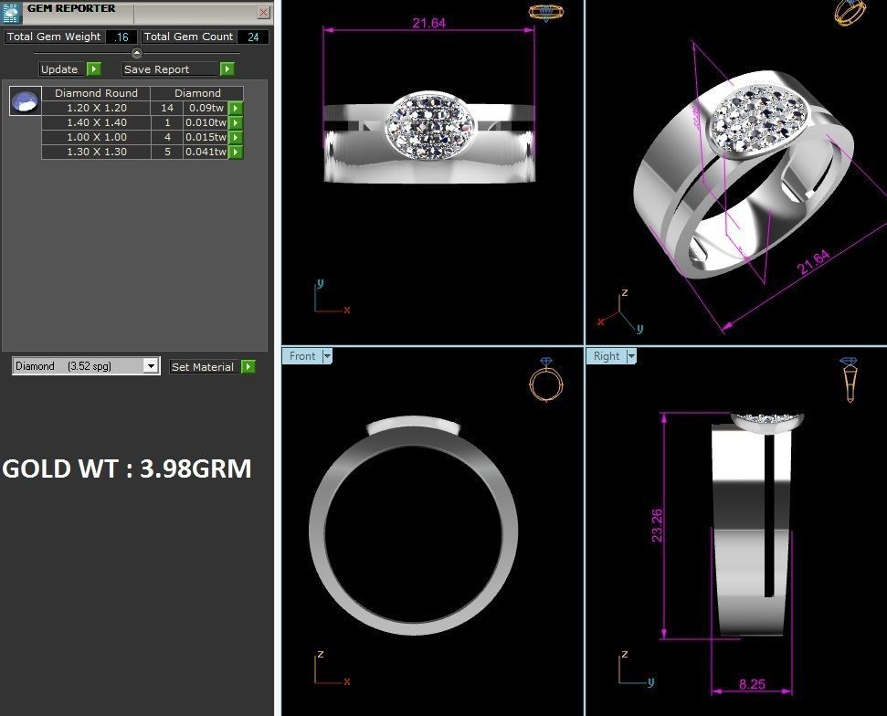 ring-2877 gold diamond ring 3D print model_4