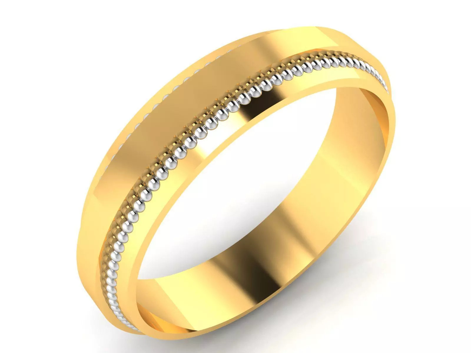 ring-2846 gold wedding band with two rows of diamonds 3D print model_0