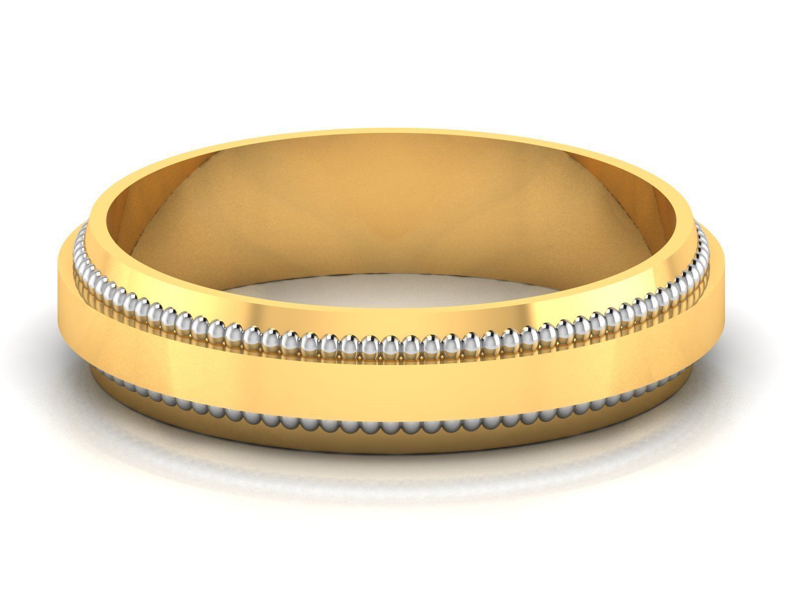 ring-2846 gold wedding band with two rows of diamonds 3D print model_6