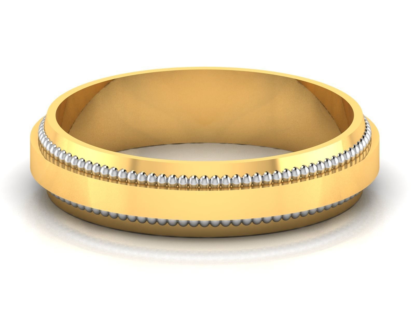 ring-2846 gold wedding band with two rows of diamonds 3D print model_7