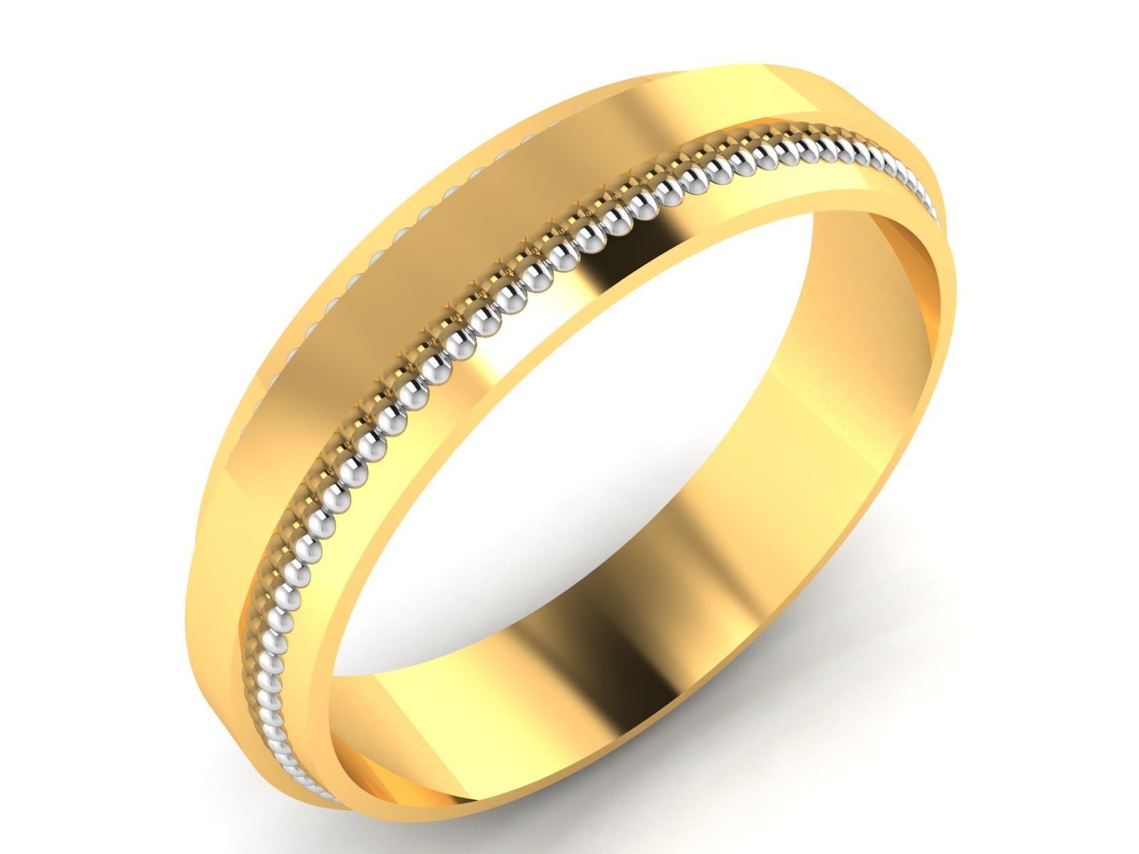 ring-2846 gold wedding band with two rows of diamonds 3D print model_1