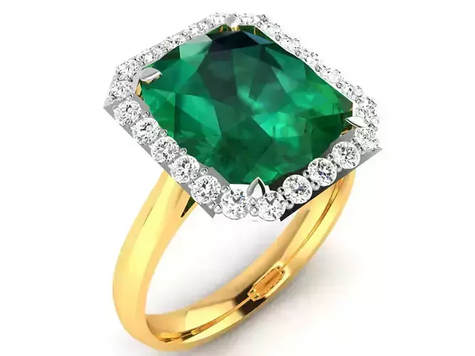 ring-2835 emerald and diamond ring