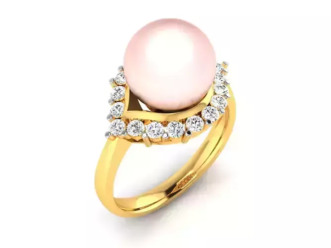 ring-2831 pearl and diamond ring