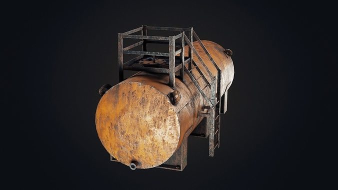 Old oil tank Low-poly 3D model 3