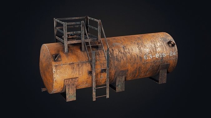 Old oil tank Low-poly 3D model 2