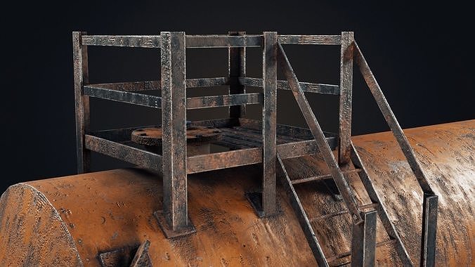 Old oil tank Low-poly 3D model 4