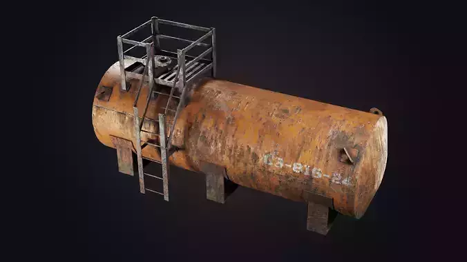 Old oil tank Low-poly 3D model