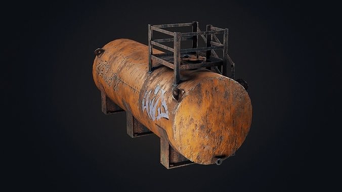 Old oil tank Low-poly 3D model 6