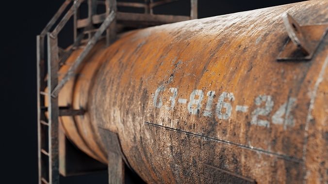 Old oil tank Low-poly 3D model 5