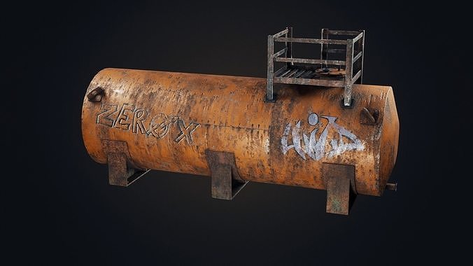 Old oil tank Low-poly 3D model 7