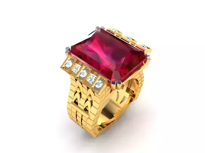 ring-2695 gold ring with ruby stone