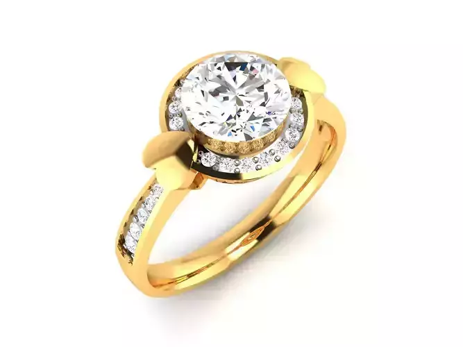 ring-2690 diamond engagement ring gold 3D print model