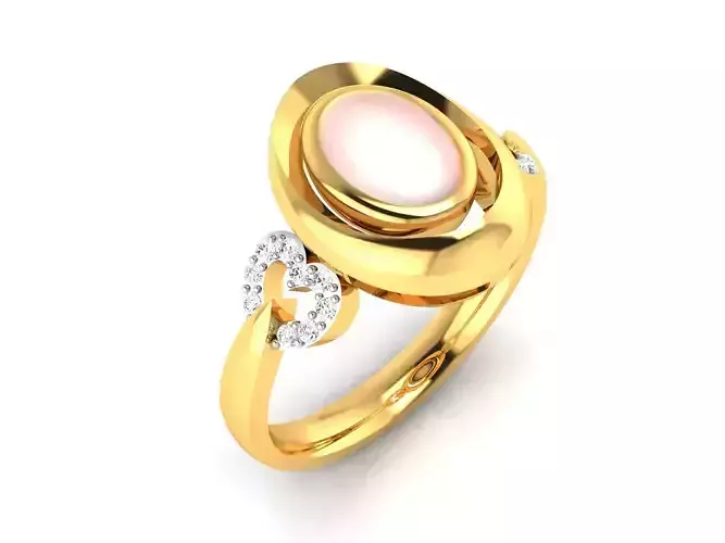 ring-2660 oval stone and diamond ring gold