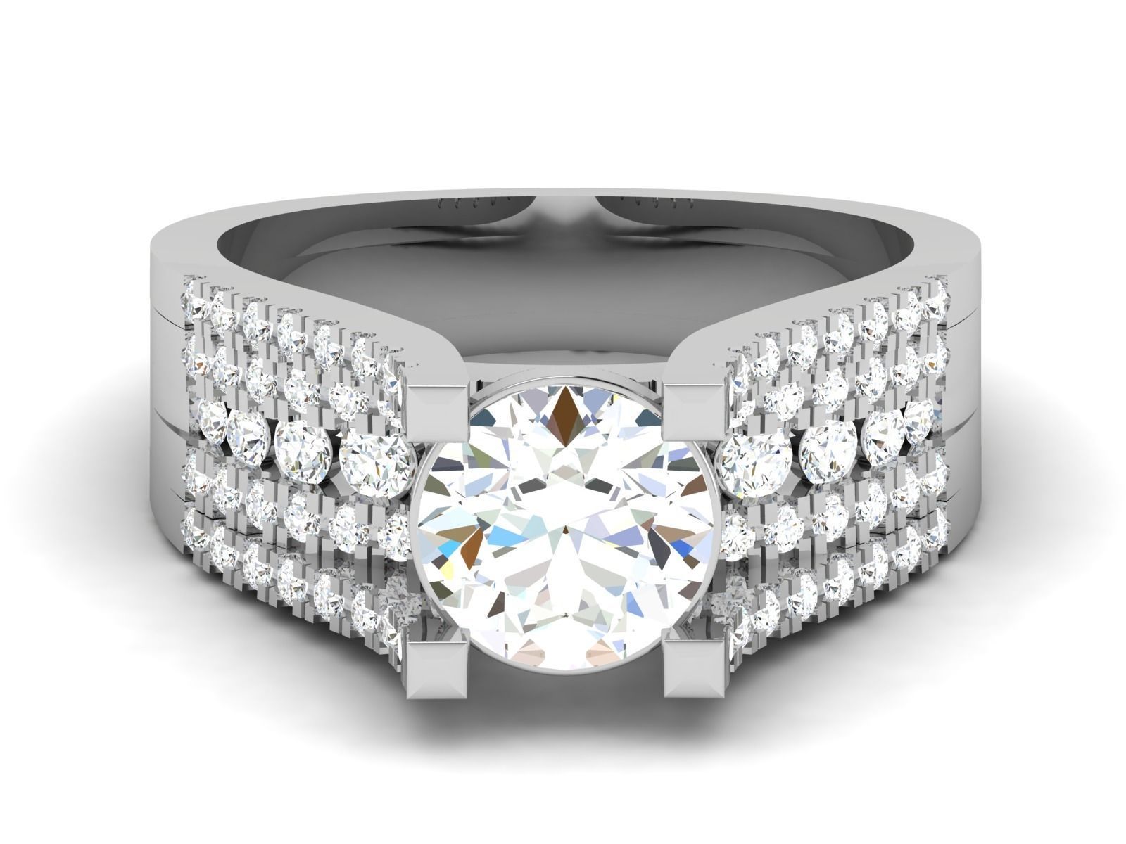 ring-2464 diamond engagement ring gold 3D print model_7