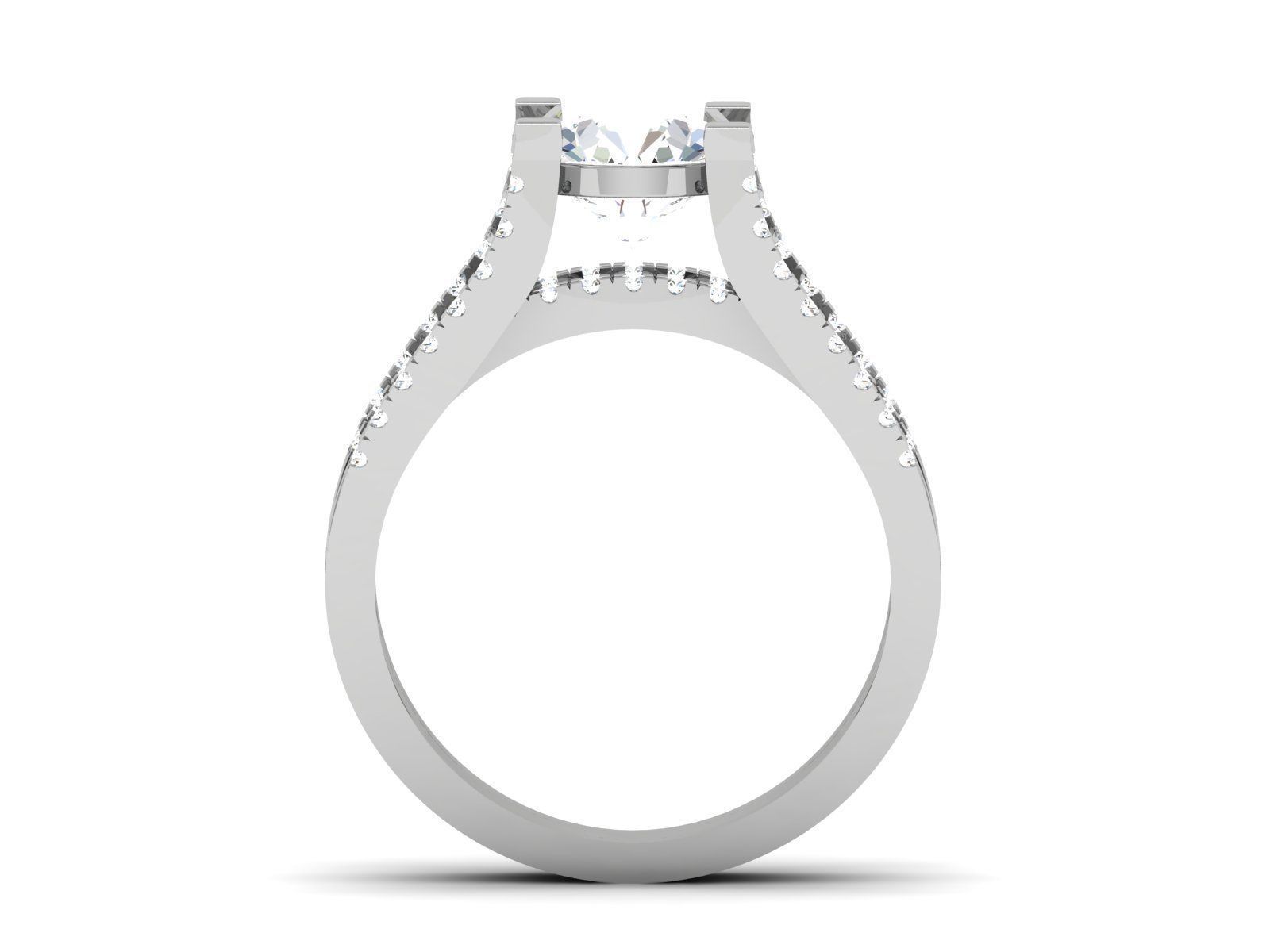 ring-2464 diamond engagement ring gold 3D print model_2