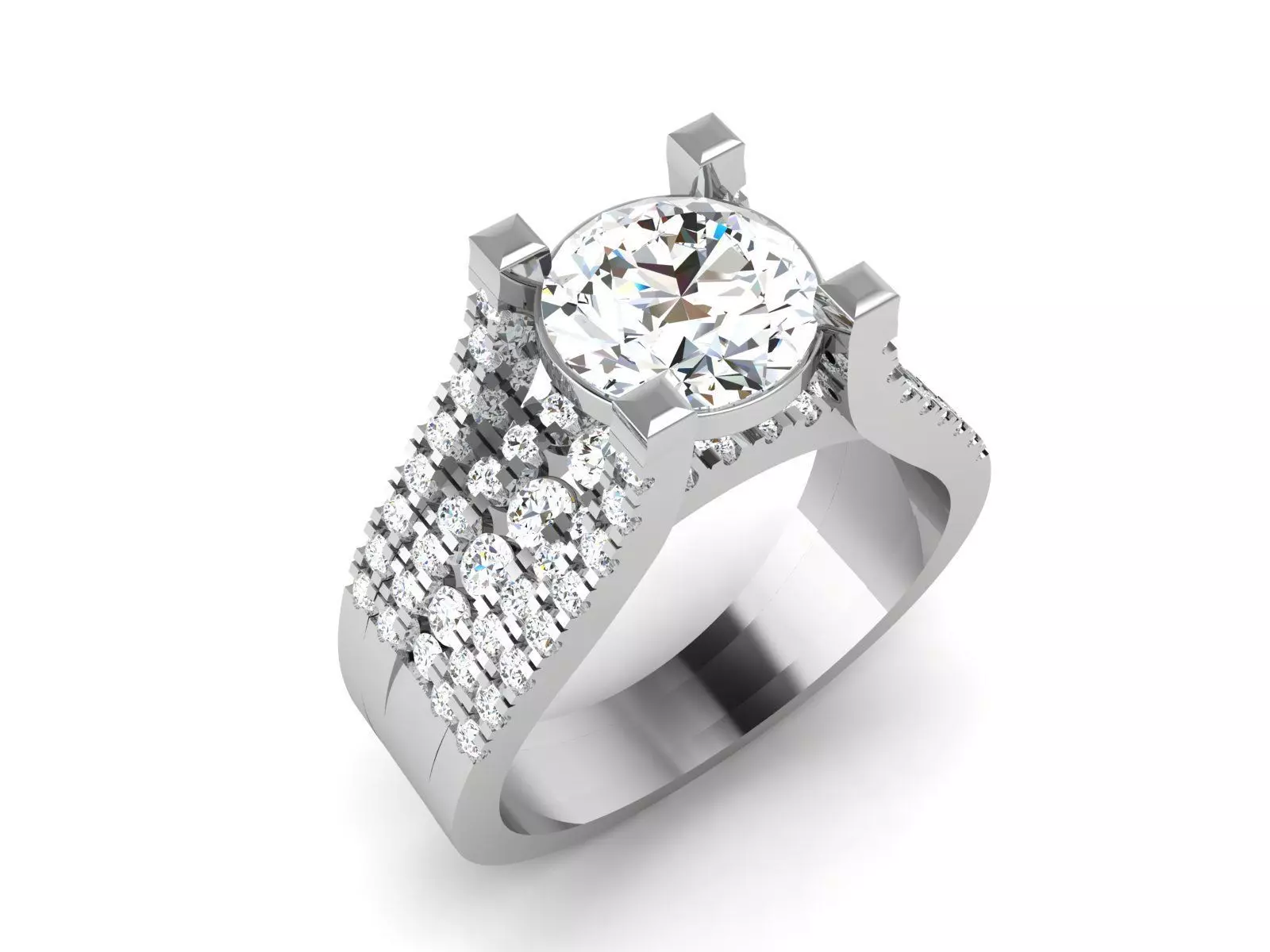 ring-2464 diamond engagement ring gold 3D print model_0