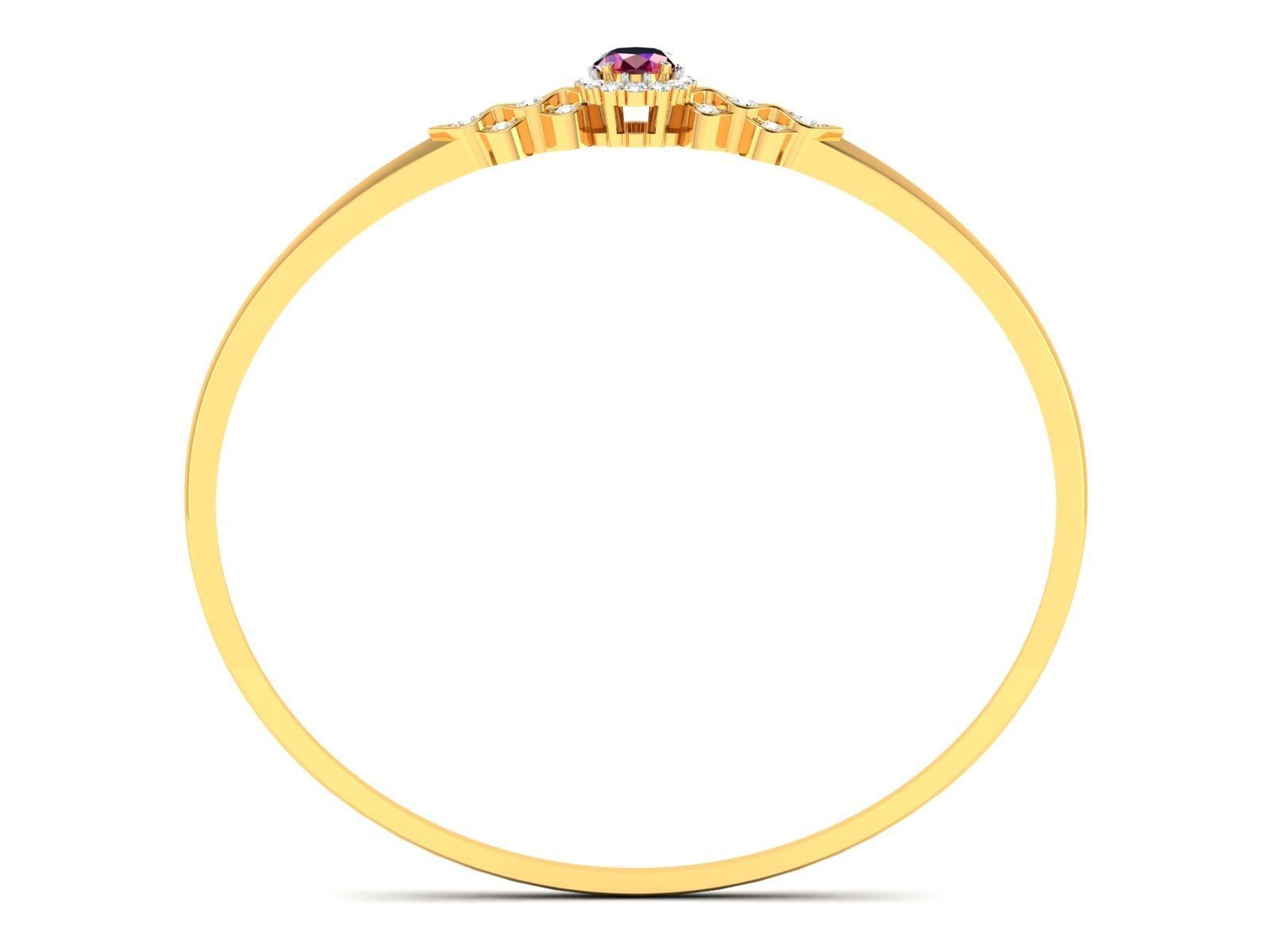 ring-2462 gold ring with ruby stone and diamonds 3D print model_3