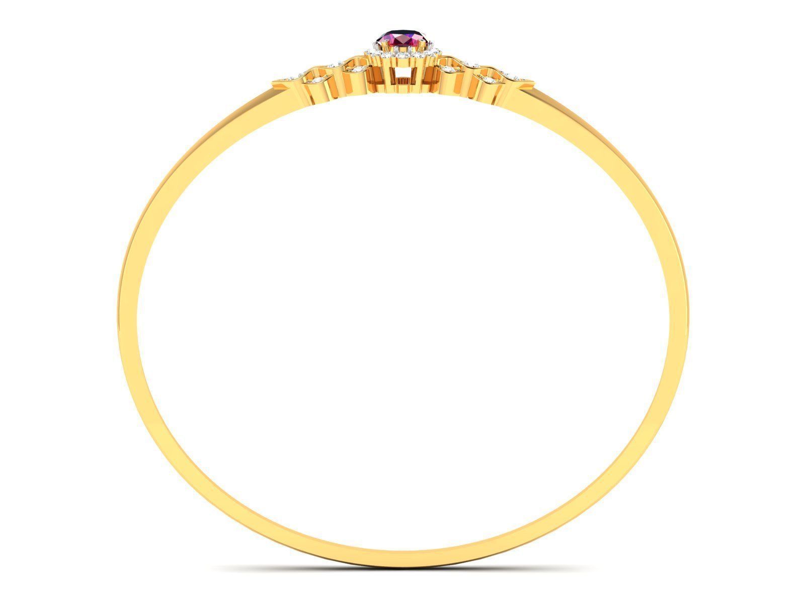 ring-2462 gold ring with ruby stone and diamonds 3D print model_2