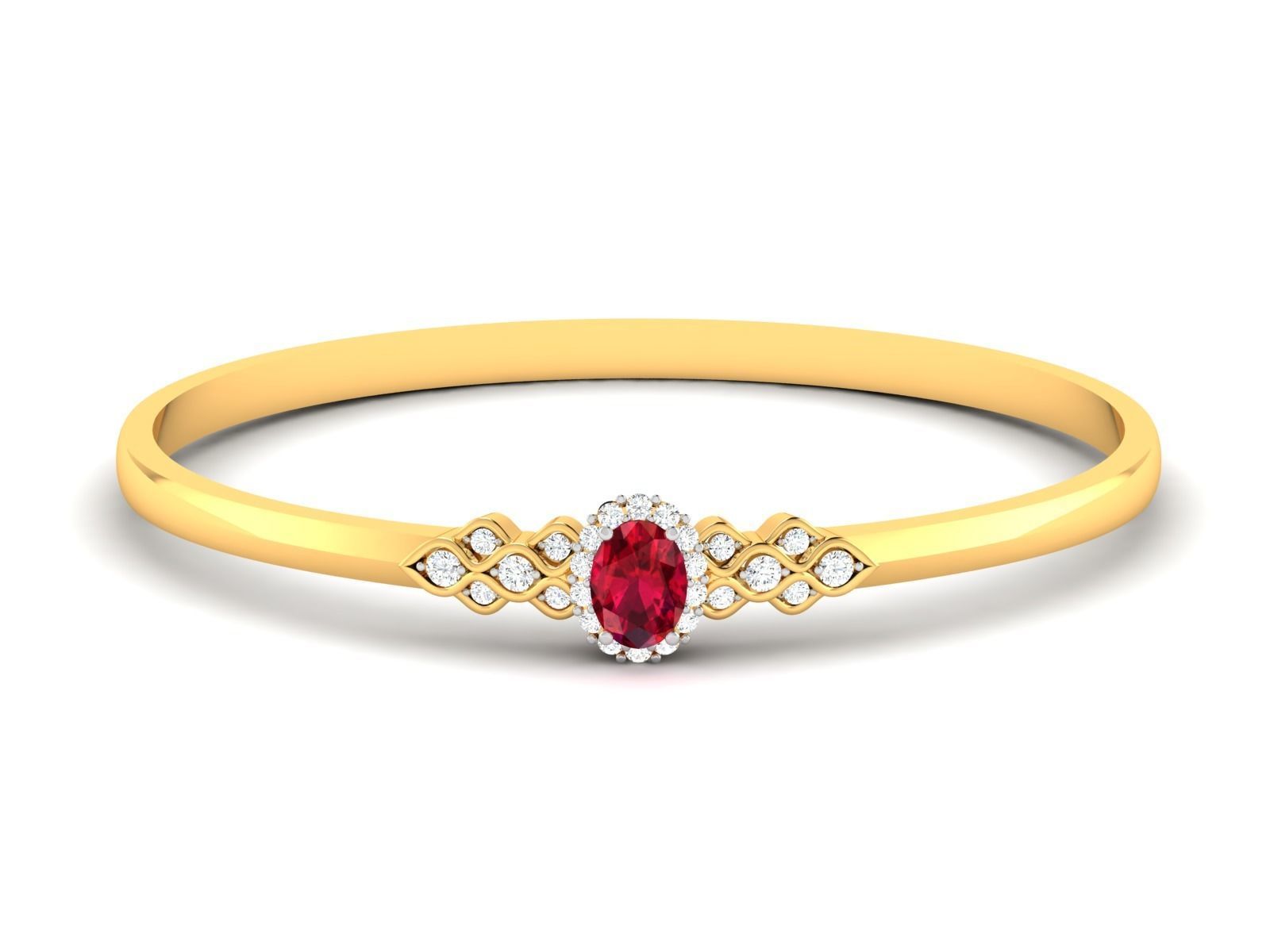 ring-2462 gold ring with ruby stone and diamonds 3D print model_7