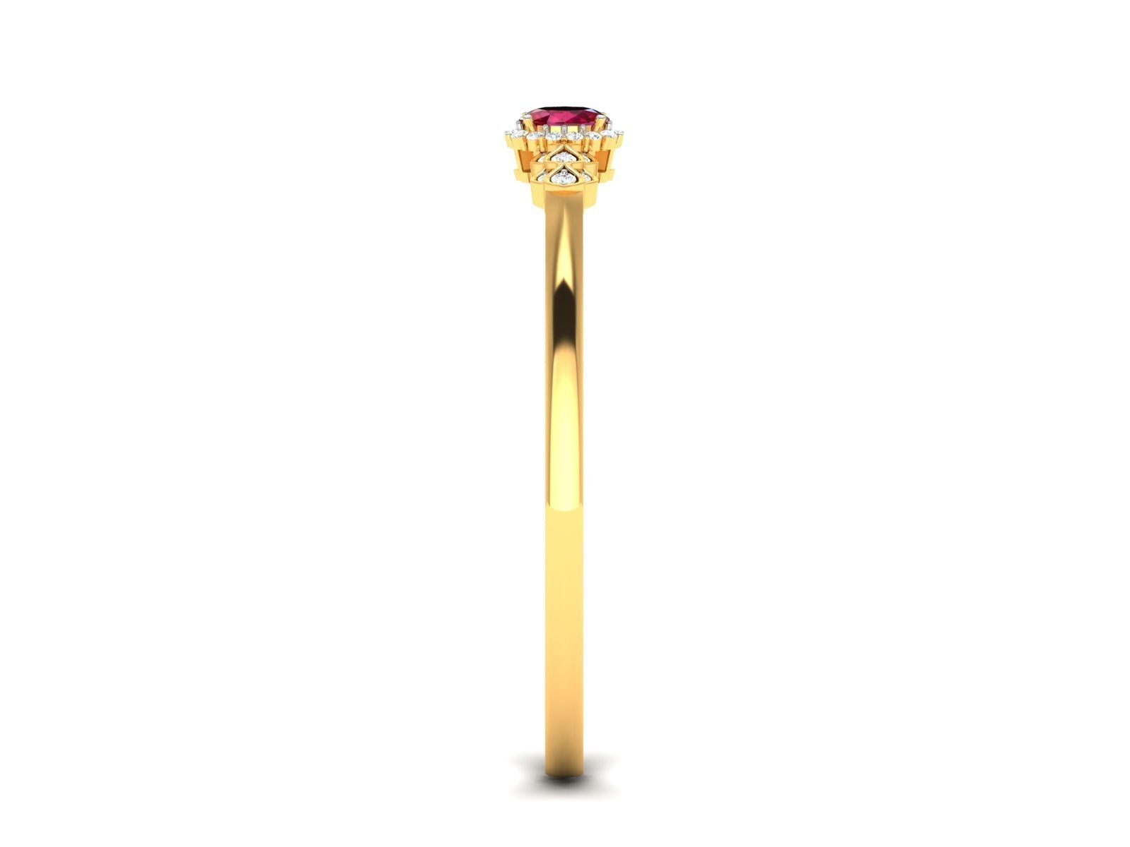 ring-2462 gold ring with ruby stone and diamonds 3D print model_5