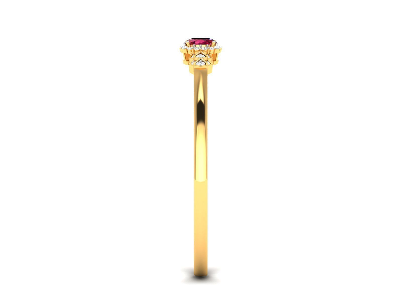 ring-2462 gold ring with ruby stone and diamonds 3D print model_4