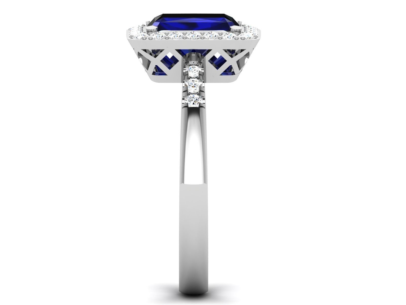 ring-2460 sapphire and diamond halo ring 3D print model_8
