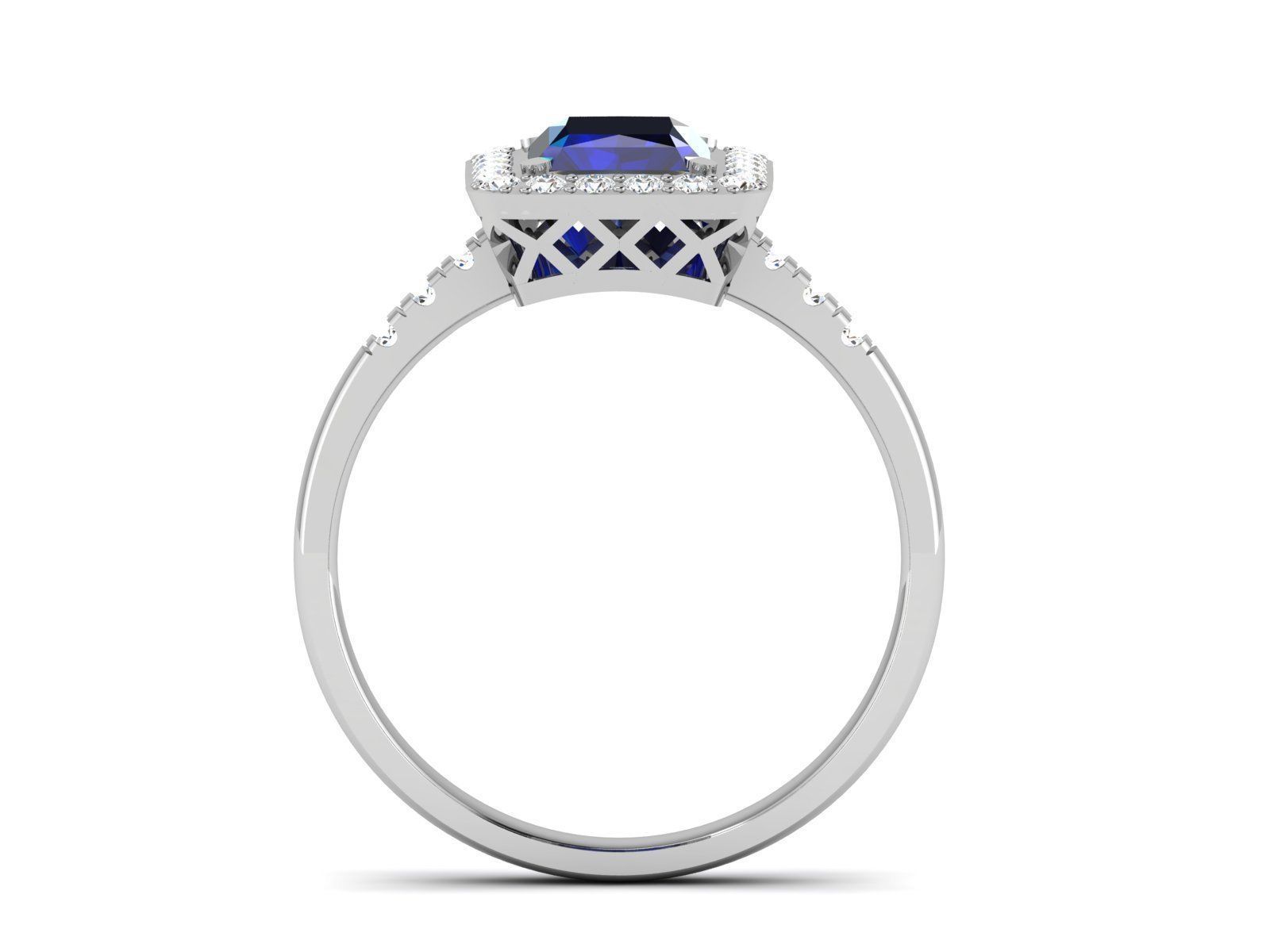 ring-2460 sapphire and diamond halo ring 3D print model_3