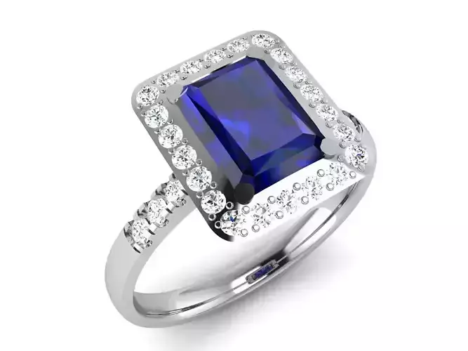 ring-2460 sapphire and diamond halo ring