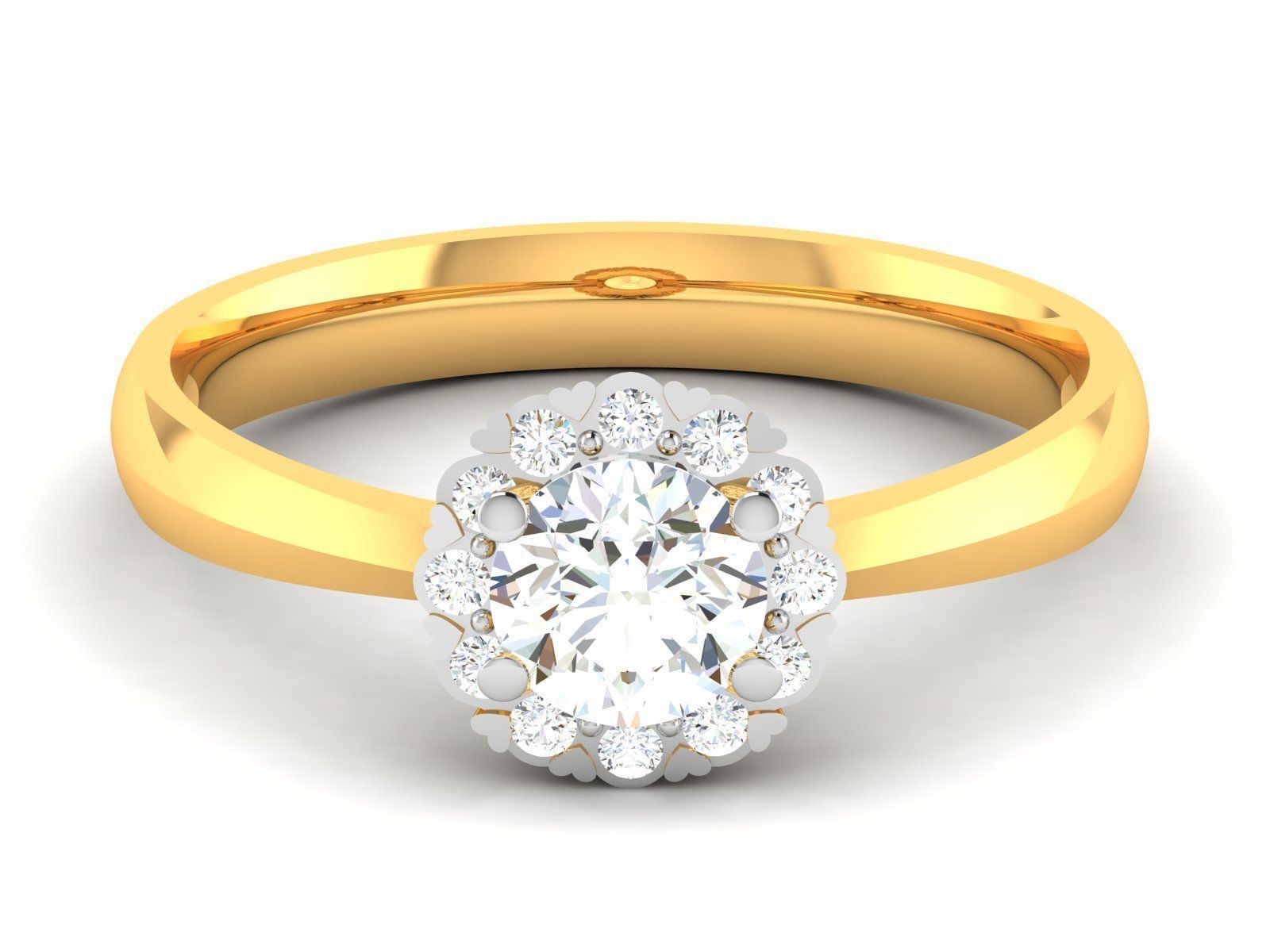 ring-2455 diamond engagement ring gold 3D print model_7