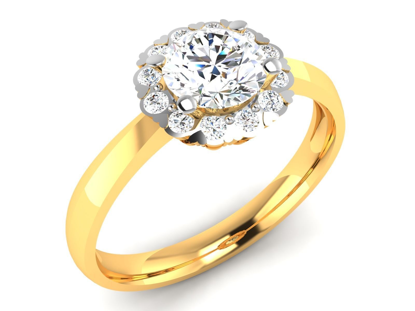 ring-2455 diamond engagement ring gold 3D print model_1