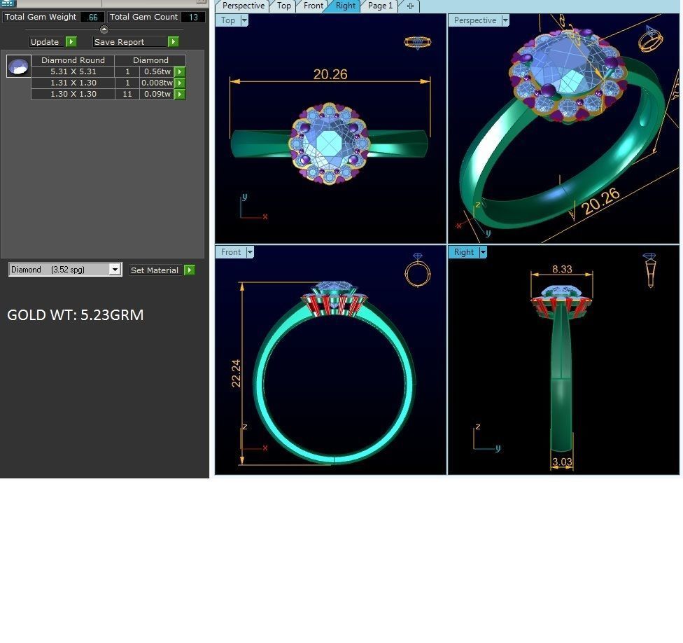 ring-2455 diamond engagement ring gold 3D print model_4