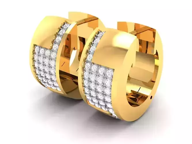 earrings-2408 two gold hoop earrings with diamonds