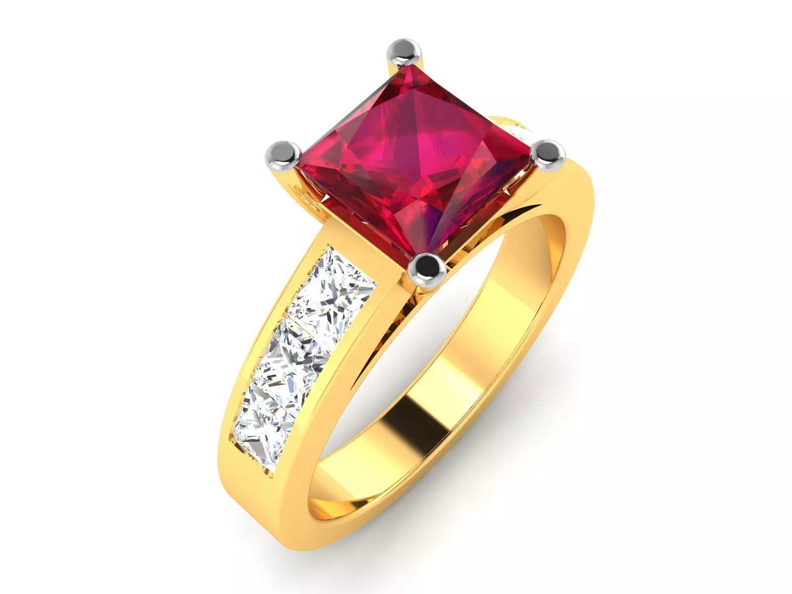 ring-2246 ruby and diamond engagement ring gold 3D print model_0