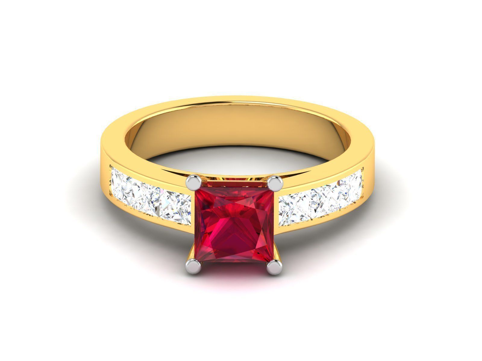 ring-2246 ruby and diamond engagement ring gold 3D print model_2
