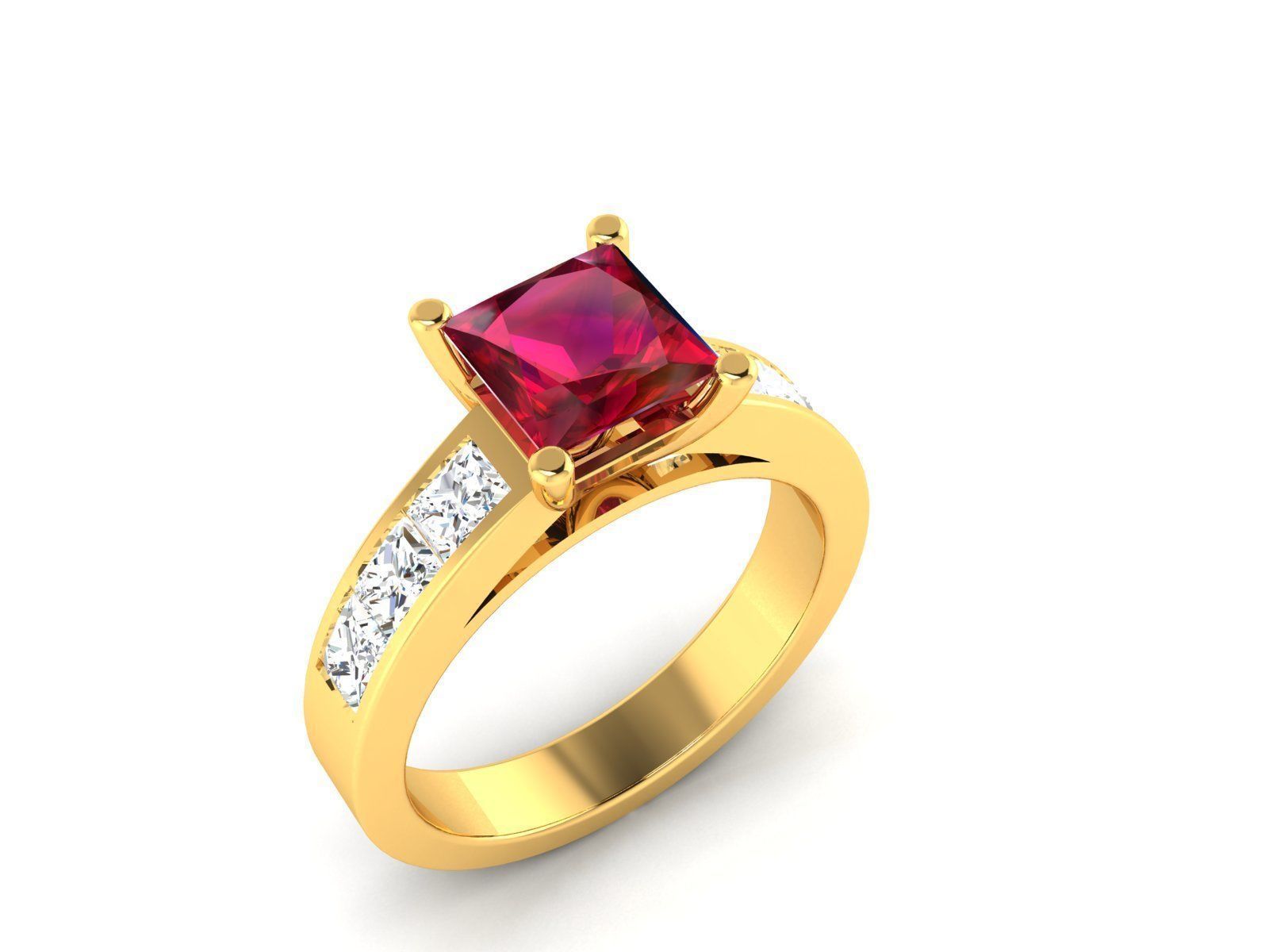 ring-2246 ruby and diamond engagement ring gold 3D print model_11