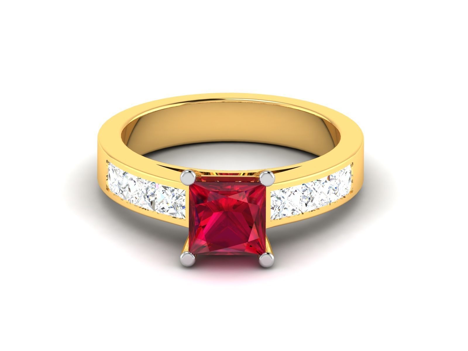 ring-2246 ruby and diamond engagement ring gold 3D print model_3