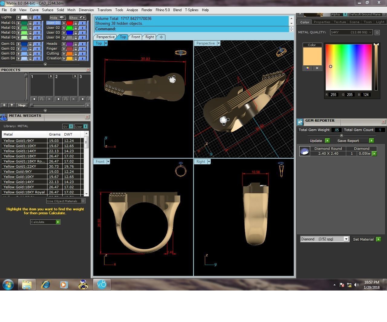 ring-2244 guitar ring gold 3D print model_8