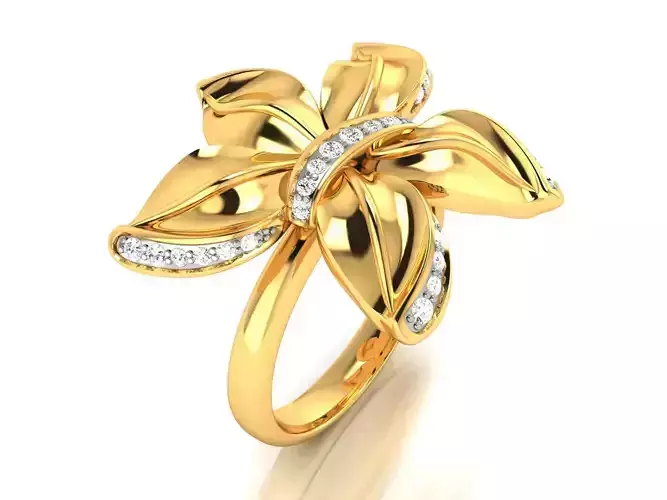 ring-2226 gold flower ring with diamonds