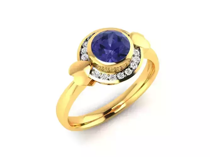ring-2187 gold ring with sapphire and diamonds