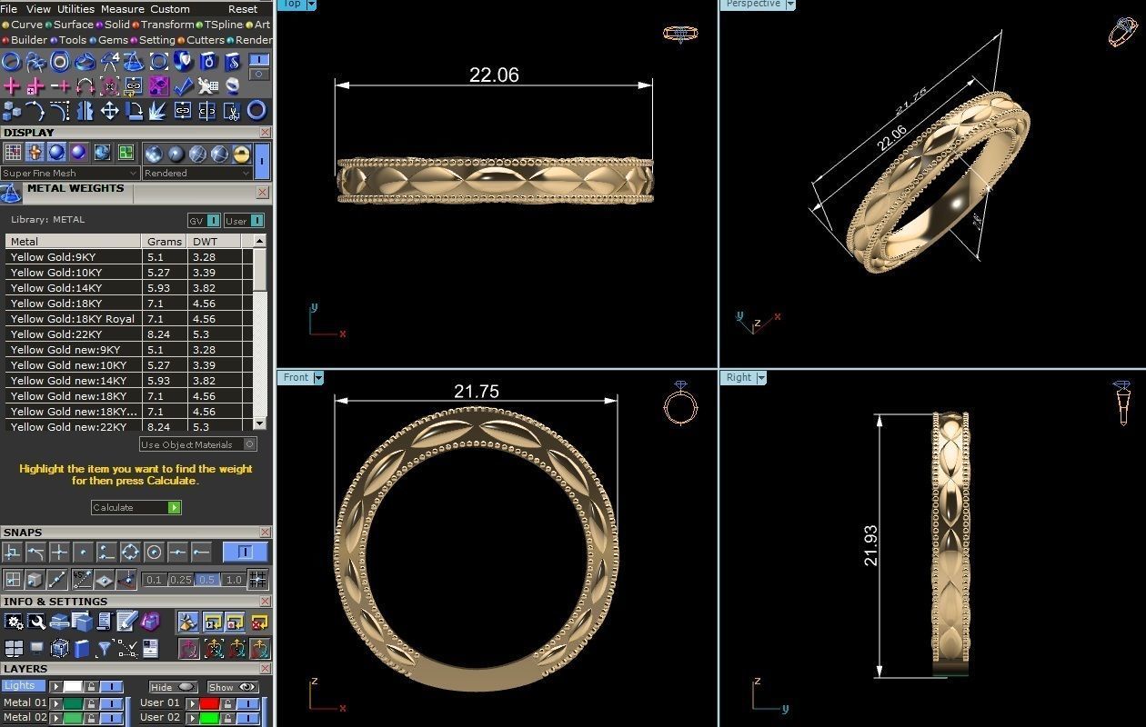 ring-2172 1 gold wedding ring 3D print model_6