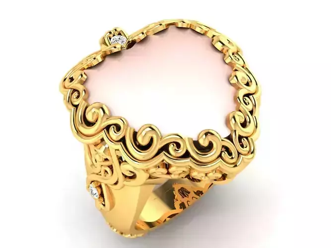 ring-2169 gold ring with stone and diamonds